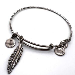 Alex and Ani Feather‎ Charm Bangle Bracelet Silver tone
